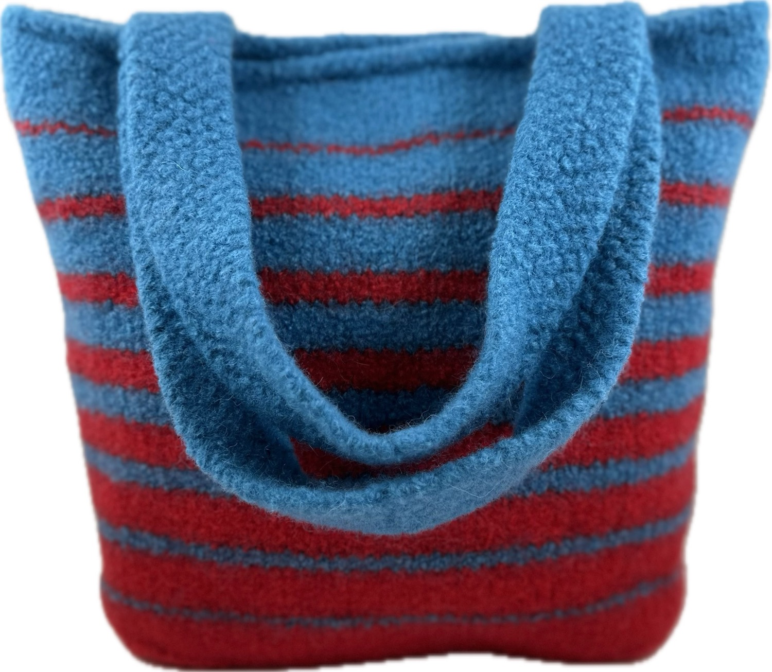 Red and steel blue felted tote